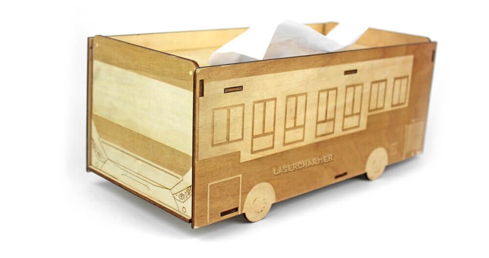 Laser cut wooden tissue box