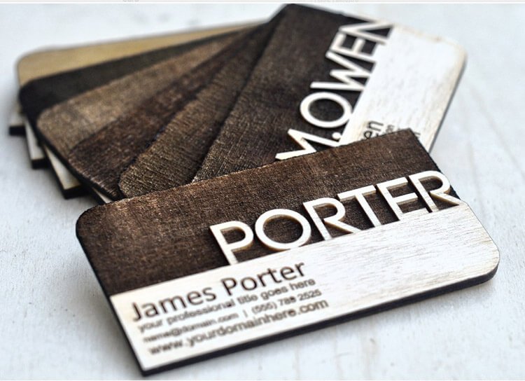 laser cutting wood business card